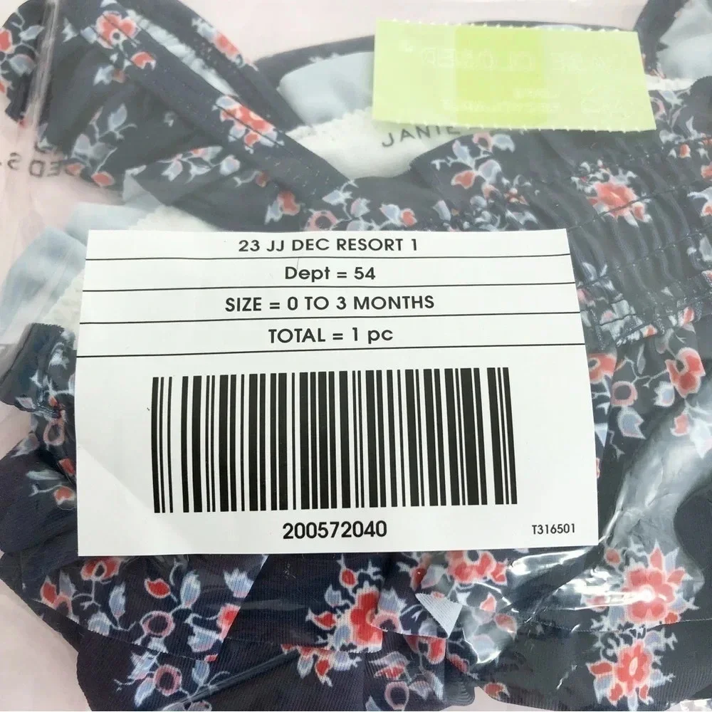 NWT Janie and Jack swimsuit Merchant Marine floral‎ smocked one piece 0-3 months